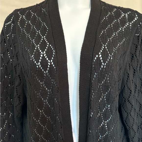 Lane Bryant plus size Lacy Cardigan. Black. Size 22/24. Open Front. Long Sleeve. - Picture 2 of 9